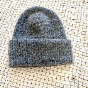 Ganni Grey Logo Beanie